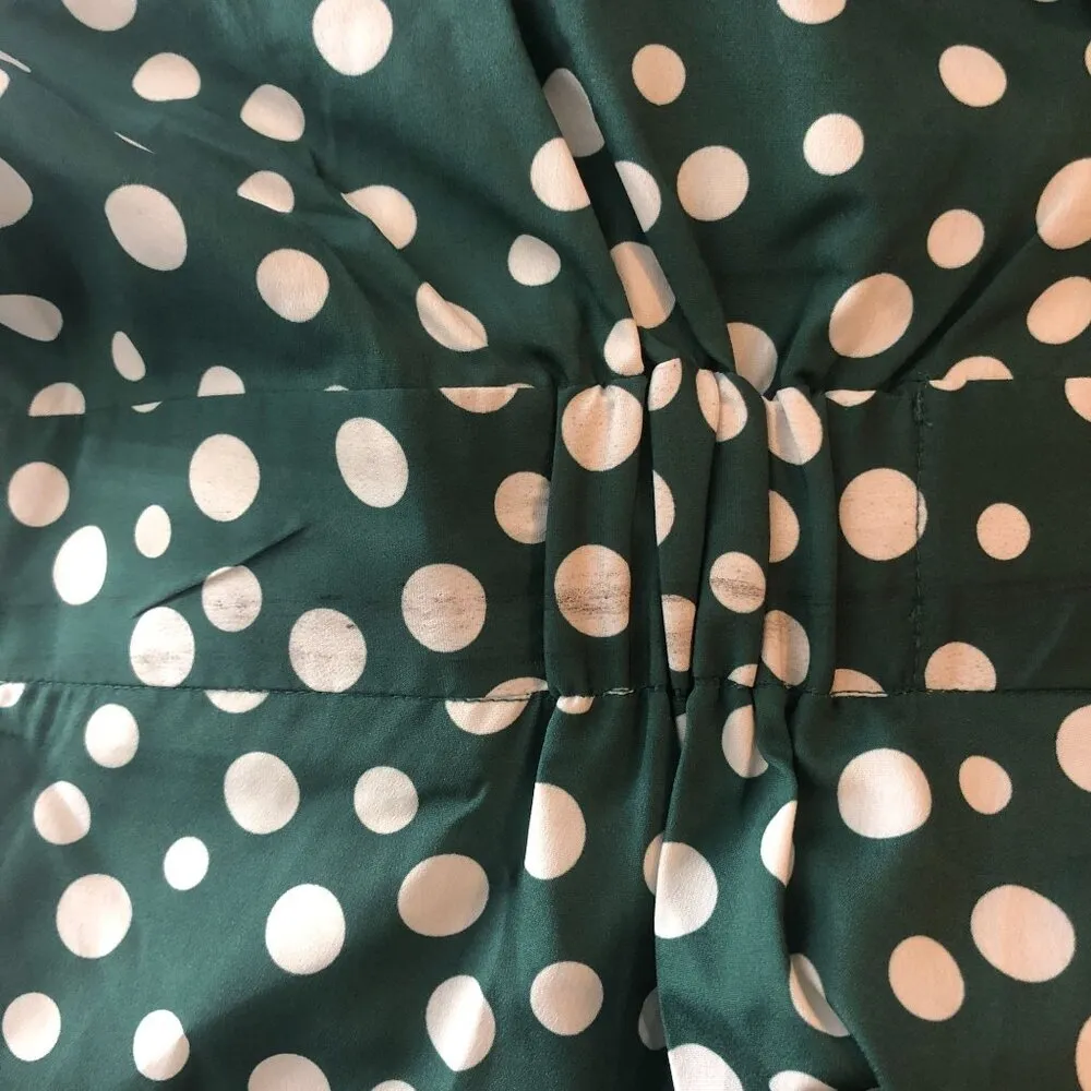 Timeless London Green Polka Dot Long Sleeve Wide Leg Jumpsuit US 16 - Image 5