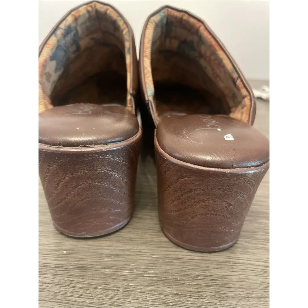 BOC Born Concepts Brown Leather Clogs Mules Womens Shoes Wedges Size 9M - Image 4