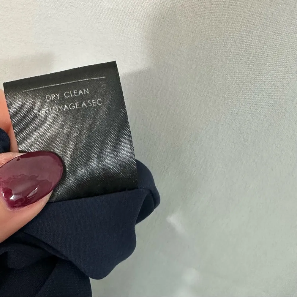 Badgley Mischka Cascading Ruffle Wide Leg High Waist Pants in Navy Blue - Image 12