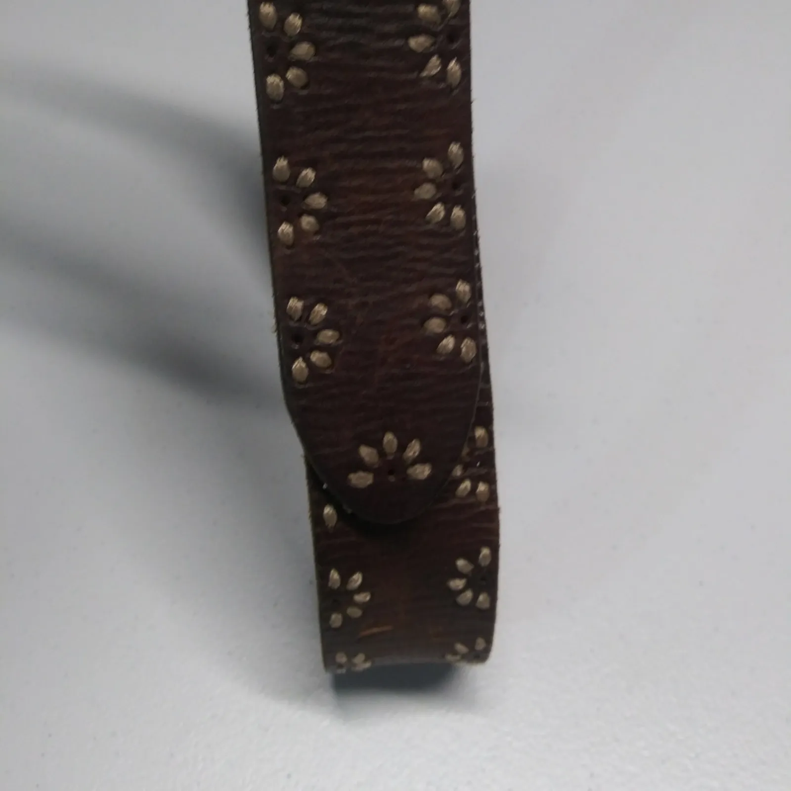 Aeropostale Vntg Leather Brown Embroidered Boho Women's Belt Size L - Image 11