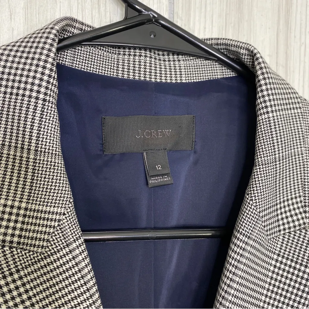 J. Crew Dover Glen Plaid Lined Double Breasted Blazer Jacket size 12 - Image 9