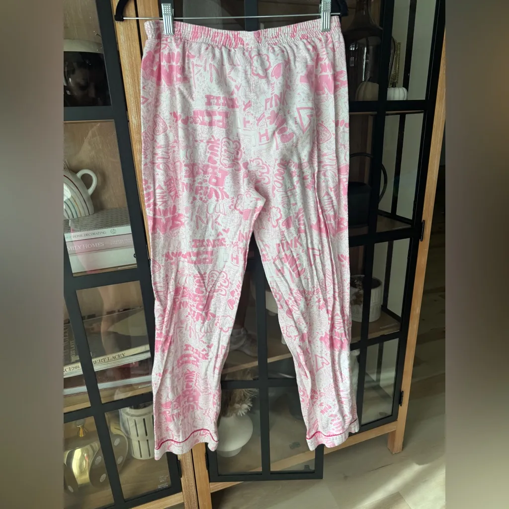 Vintage 2005 y2k Victoria’s Secret pink low rise pajamas pants graffiti elastic - Image 7