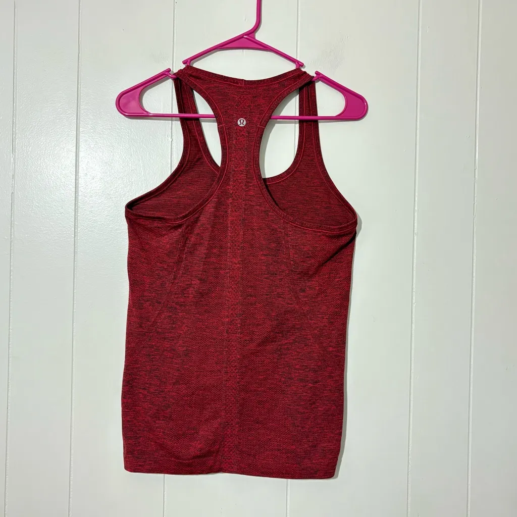 Lululemon Swiftly Tech Tank Top True Red Black Heathered Size 6 - Image 6