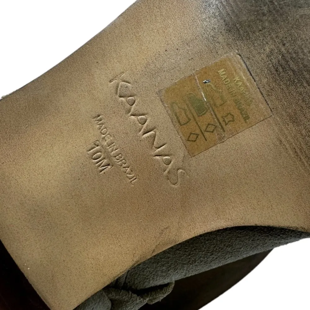 Kaanas Leather Braided Strap Boho Western Ankle Booties Tan Womens Size 10 - Image 10