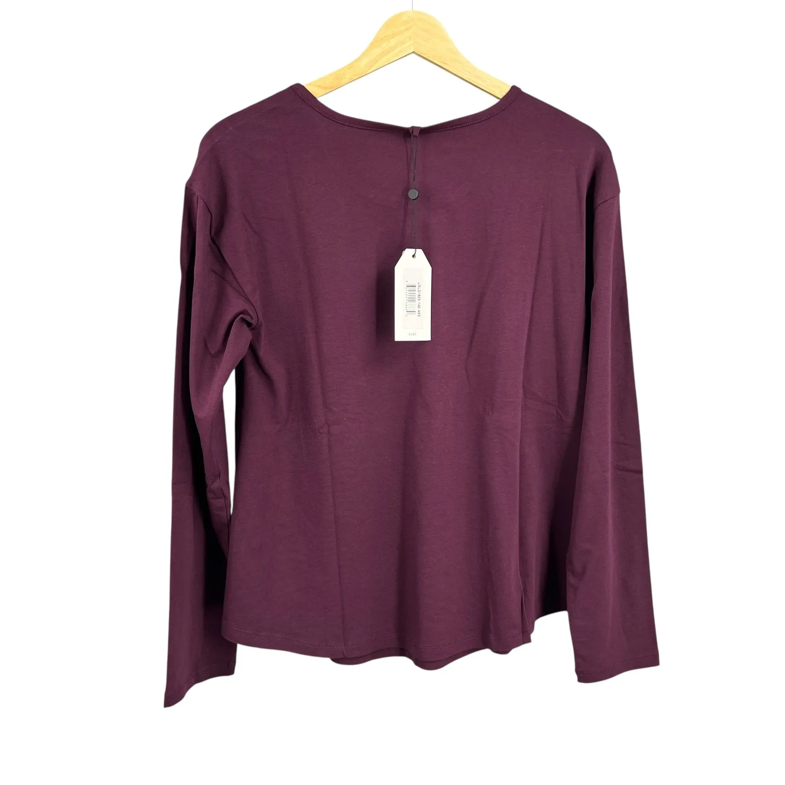 Universal Standard Long Sleeve Crew Neck Tee Burgundy 4XS (00–0) New - Image 2