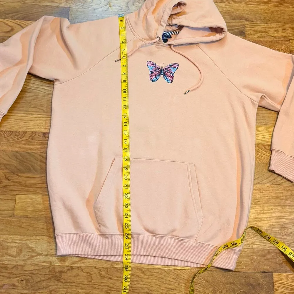 Volcom Women Small 4 6 Butterfly Peach Hoodie Kangaroo Pocket Coconut Casual Y2k - Image 4