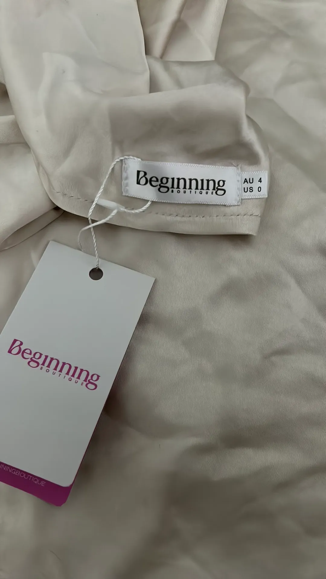 White Mini Dress NWT Satin Strapless Tie Back - Image 4