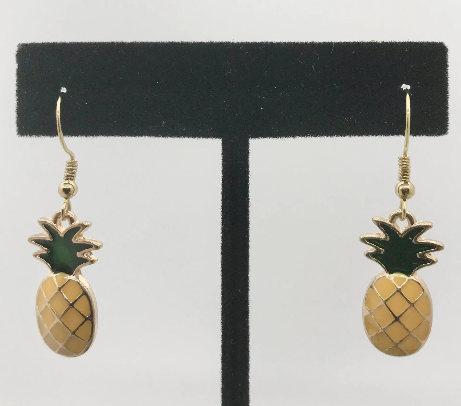 Tropical Pineapple Enamel Earrings New - Image 2