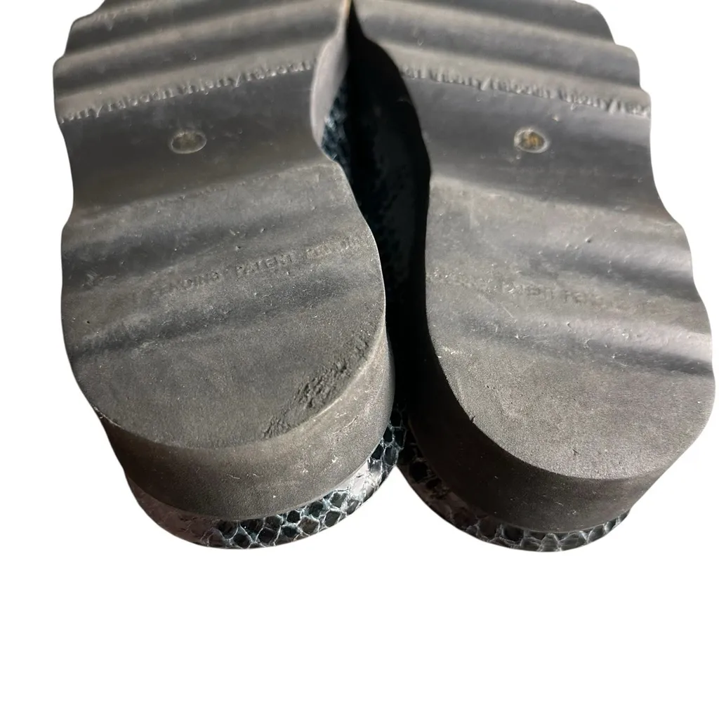 Thierry Rabotin Black Snake Skin Print Leather Slide Sandal Wedge Buckle 39/8 - Image 10