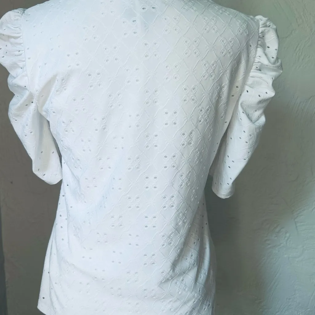 CeCe Crewneck Ruched Elbow Sleeve Top Xsmall - Image 4