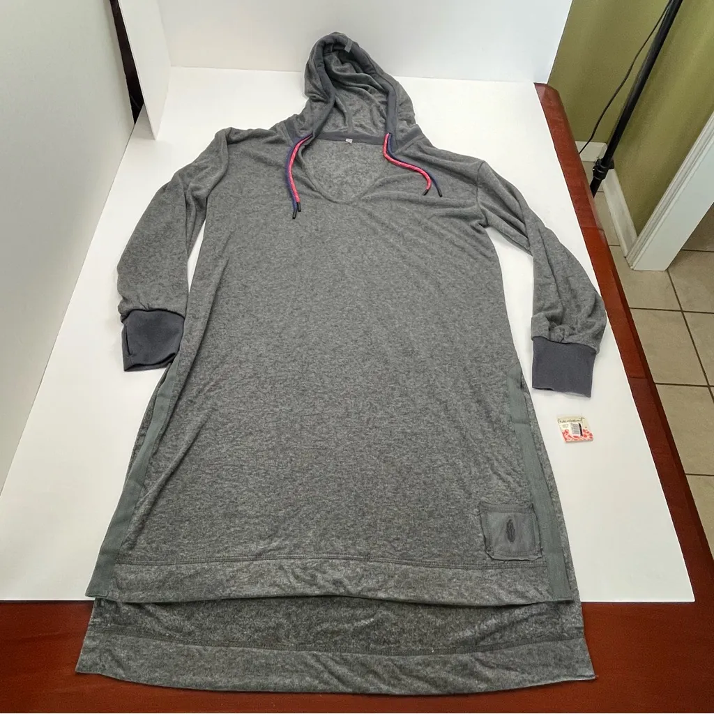 Free People Movement Feel‎ Good Layer Longline Hoodie Charcoal Heather Large NEW Gray - Image 3