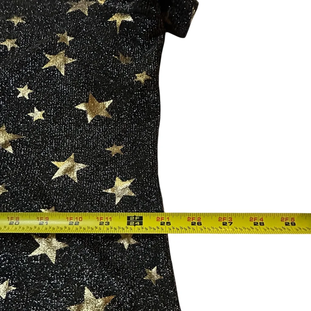 Julia by Love J Black Glitter Tee with Gold Stars – 3X Metallic Graphic Top - Image 9