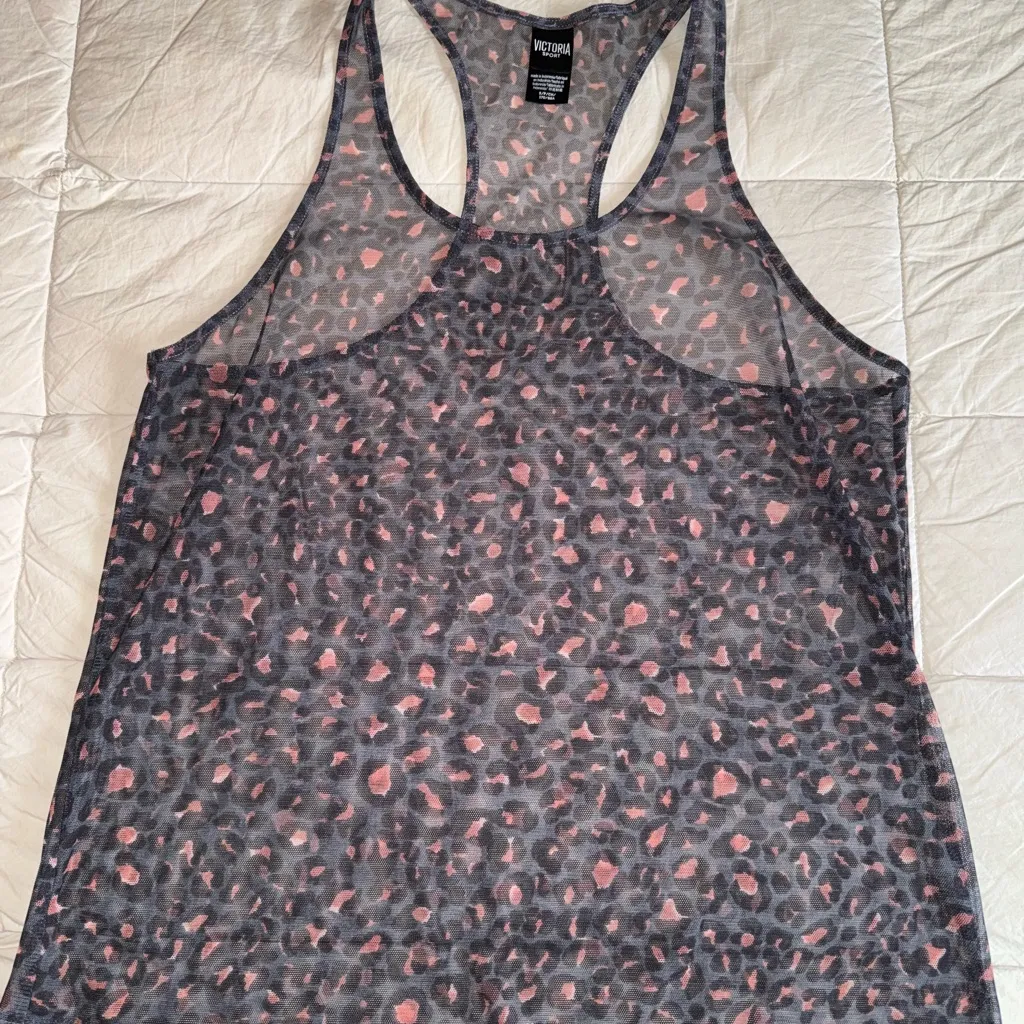 Victoria's Secret Black and Pink Leopard Tank Top - Image 5