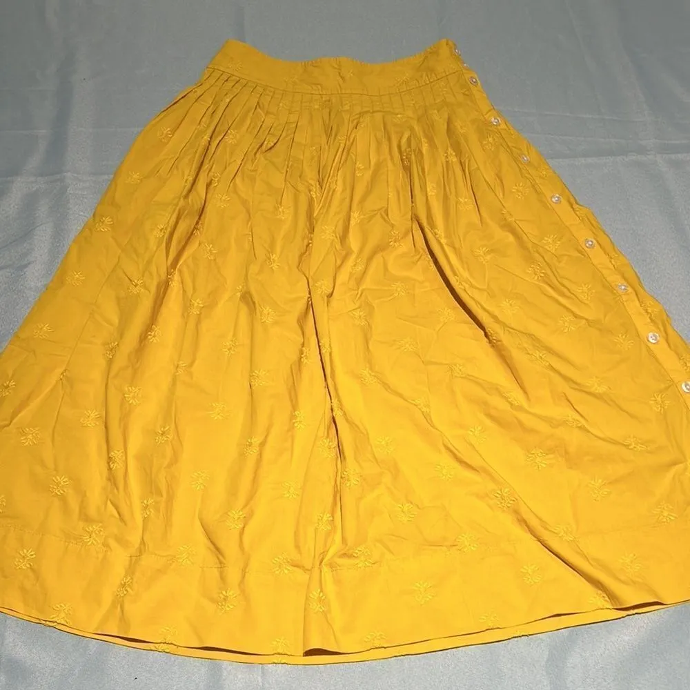 GAP Embroidered Pintuck Pleated Poplin Midi‎ Skirt 2 With pockets C26 - Image 7