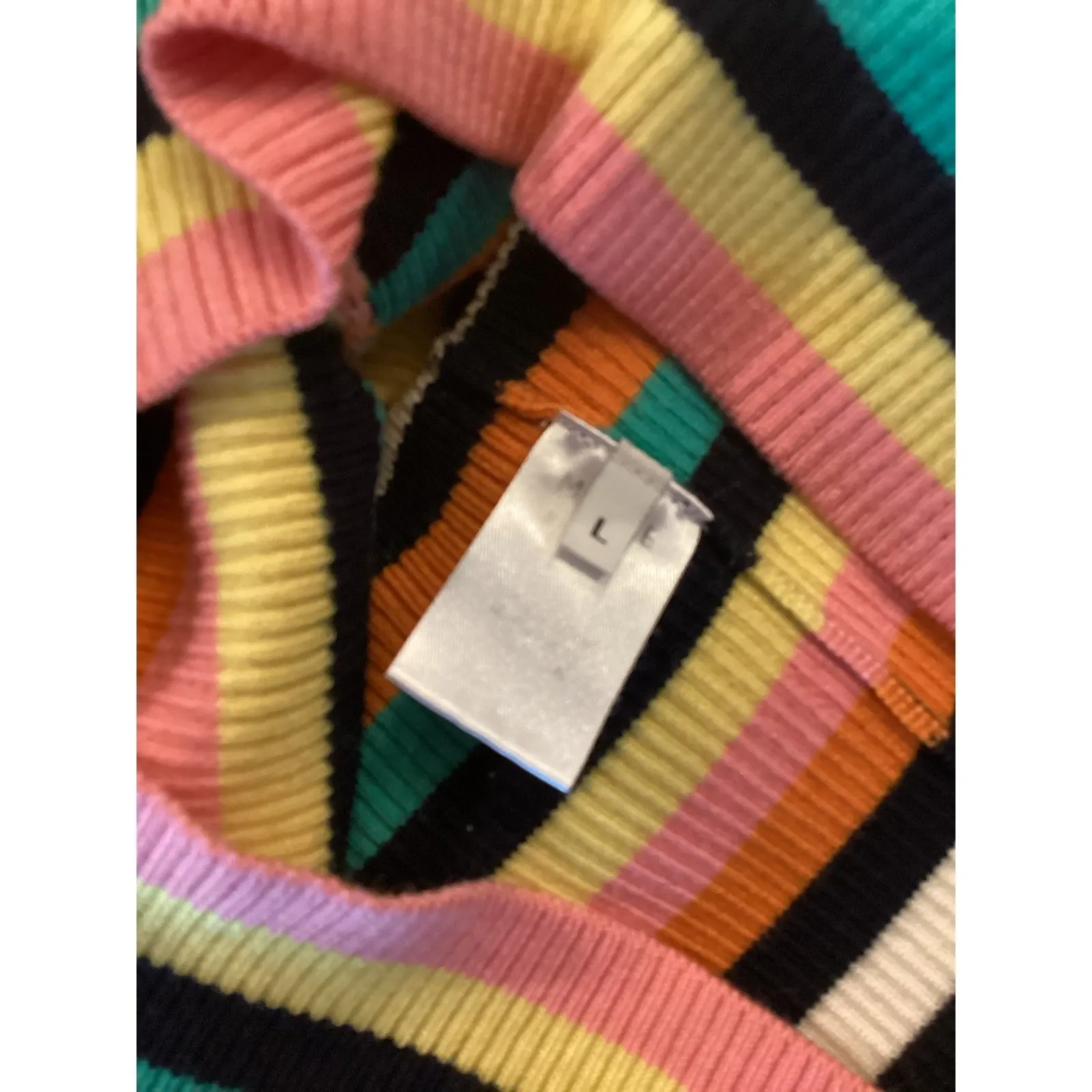 Revolve Monse Striped One Sleeve Halter wool Ribbed Knit Midi Dress Rainbow L Green Size L - Image 7