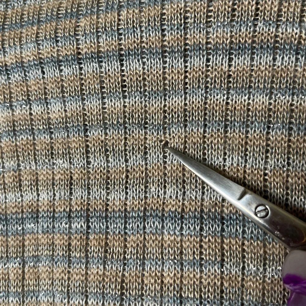 My Michelle Gray Striped Chevron Knit Off‎ Shoulder Blouse 3/4 Sleeve Size M - Image 10