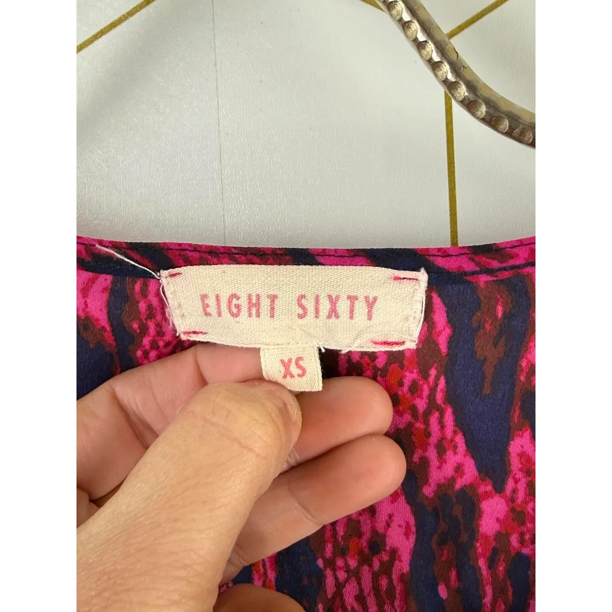 Eight Sixty Pink Snake Print Bell Sleeve Wrap Front V-Neck Blouse - Size - XS - Image 4