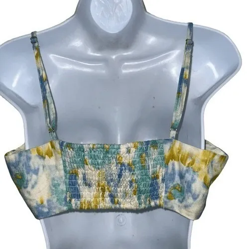 CHRISTIAN LACROIX Smocked Watercolor Linen Blend Crop Top Bustier EUC Small - Image 5