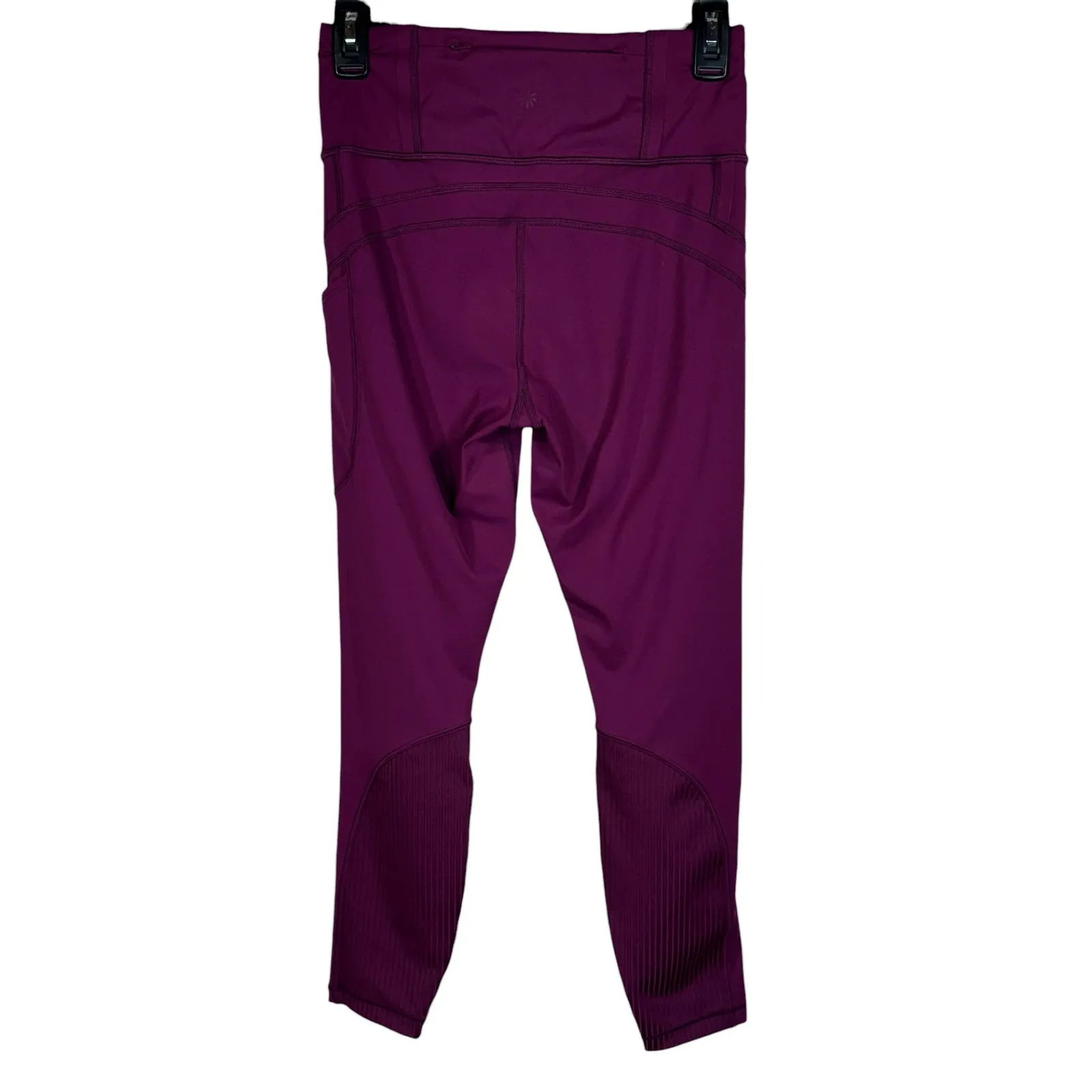 Athleta Small Vitality Rib 7/8 Leggings Pocket Hi-Rise Stretch Drawstring Purple - Image 4