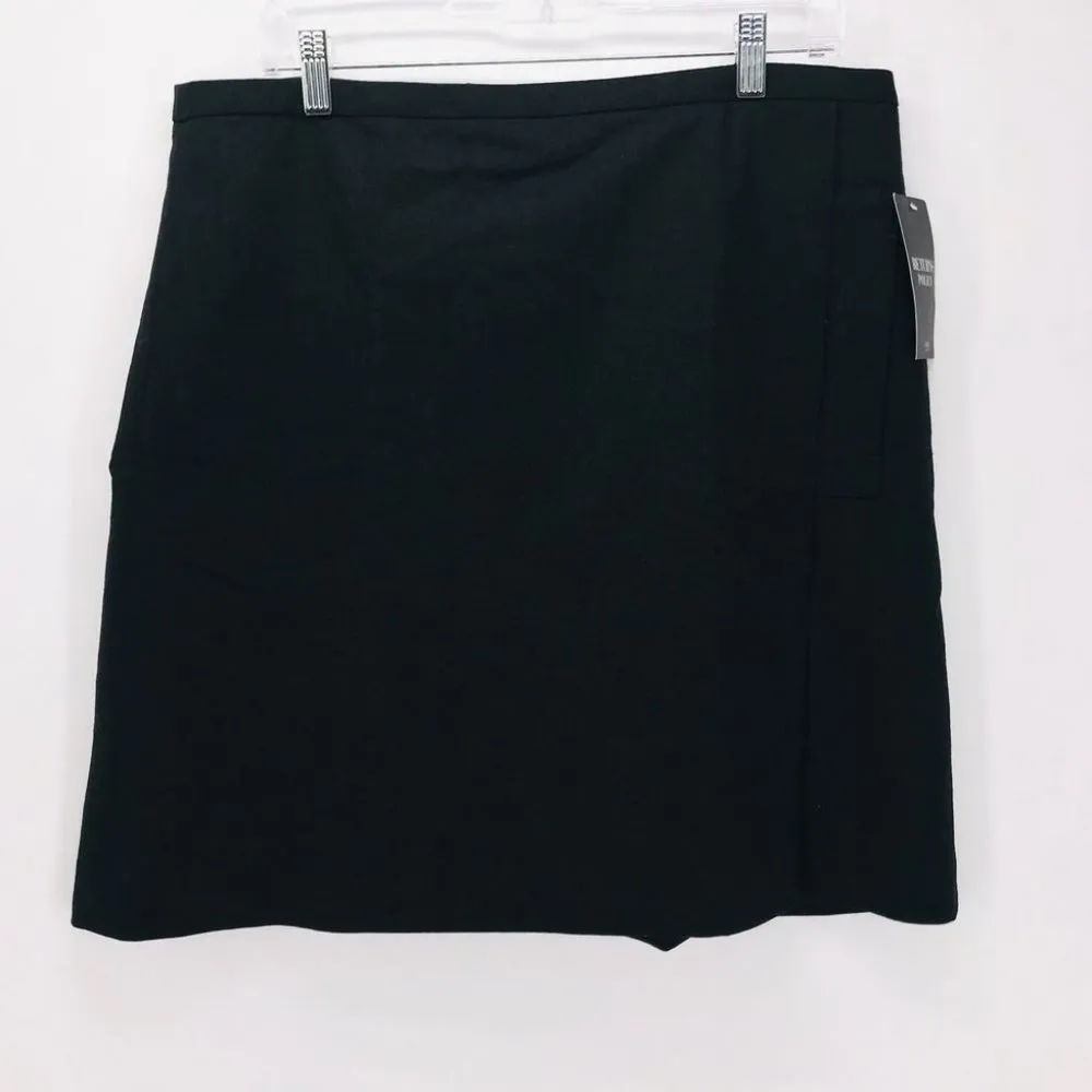 PURE COLLECTION Charcoal Stretch Wool Wrap Skirt Size 12 - Image 4