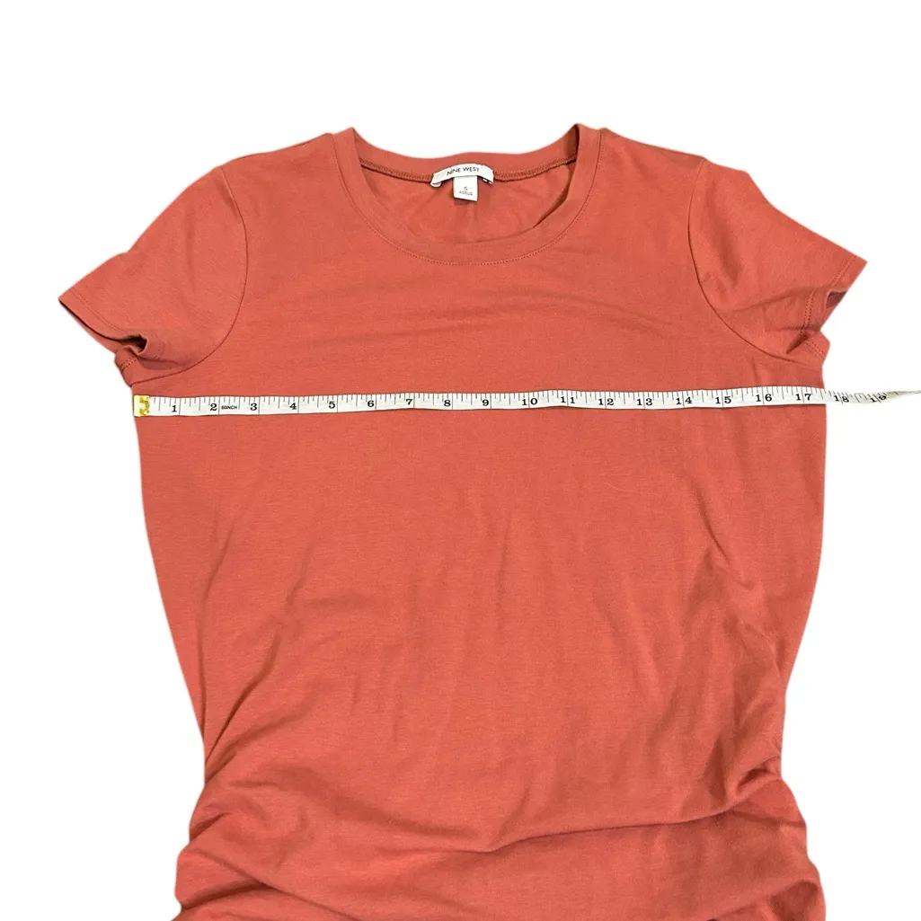 Nine West Mauve/Orange shirt‎ sleeve ruched t-shirt dress size S - Image 8