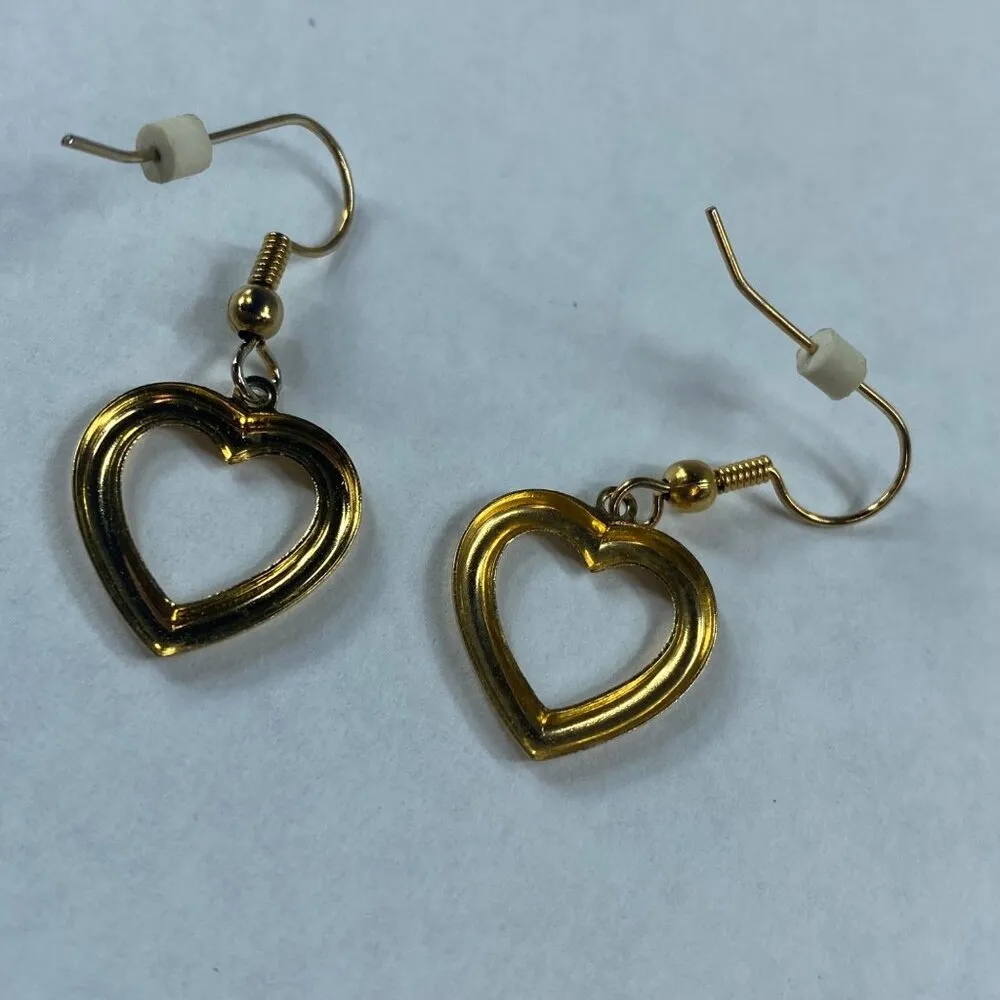 Heart Shape Dangle Earrings Pierced Hooks Womens Jewelry Light Weight Gold Color - Image 5