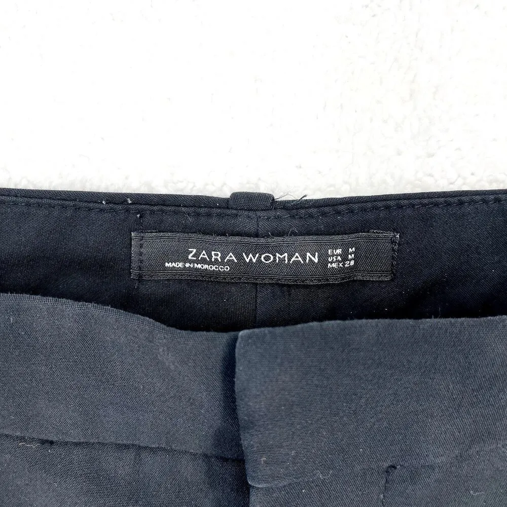 ZARA Pants Women Size Medium Straight Leg Business Casual Dress Pant Black - Image 2
