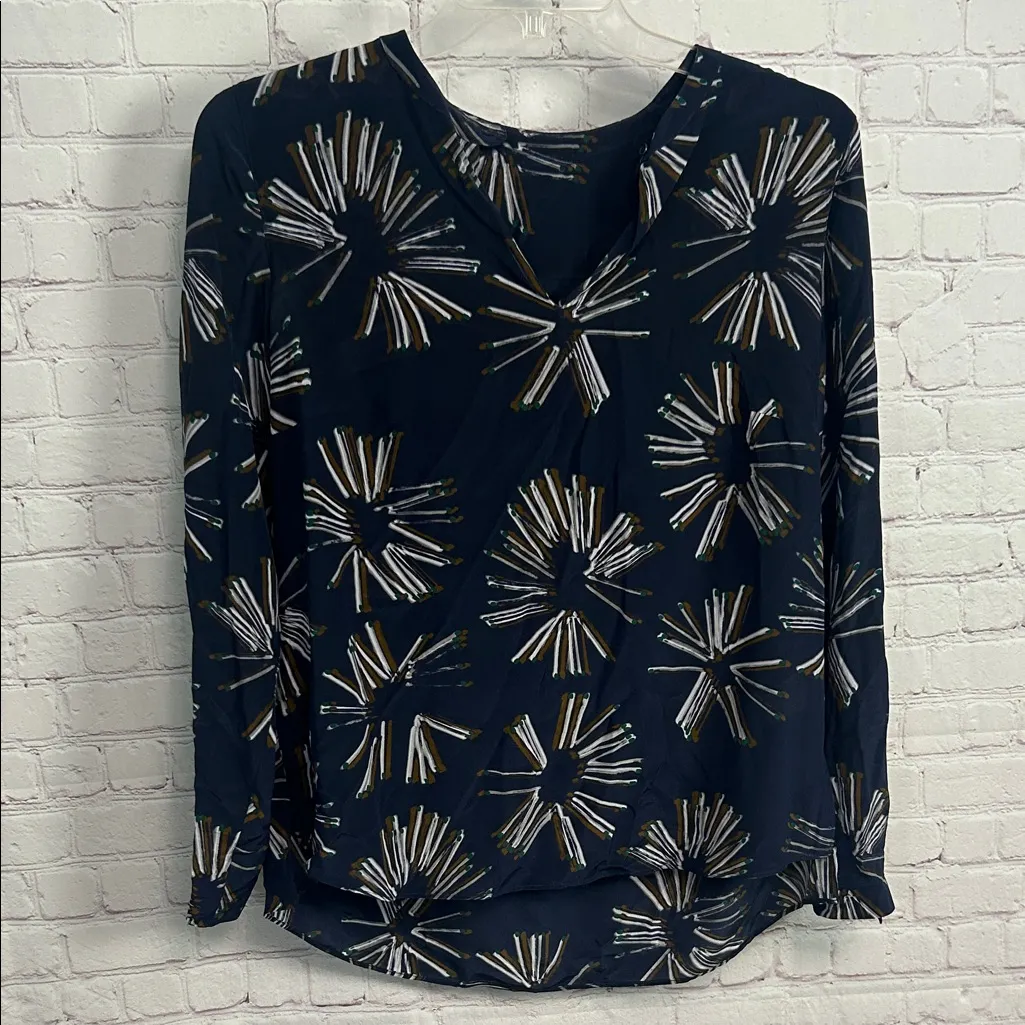 Akris Punto Silk Geo Printed artsy blouse old money trad wife academia funky - Image 2