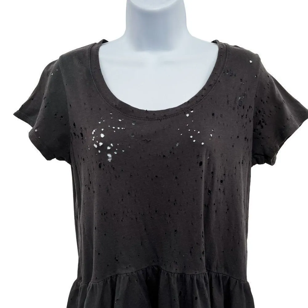 Urban Outfitters Daydreamer LA Distressed Peplum Top Tee Shirt Grey Medium - Image 51