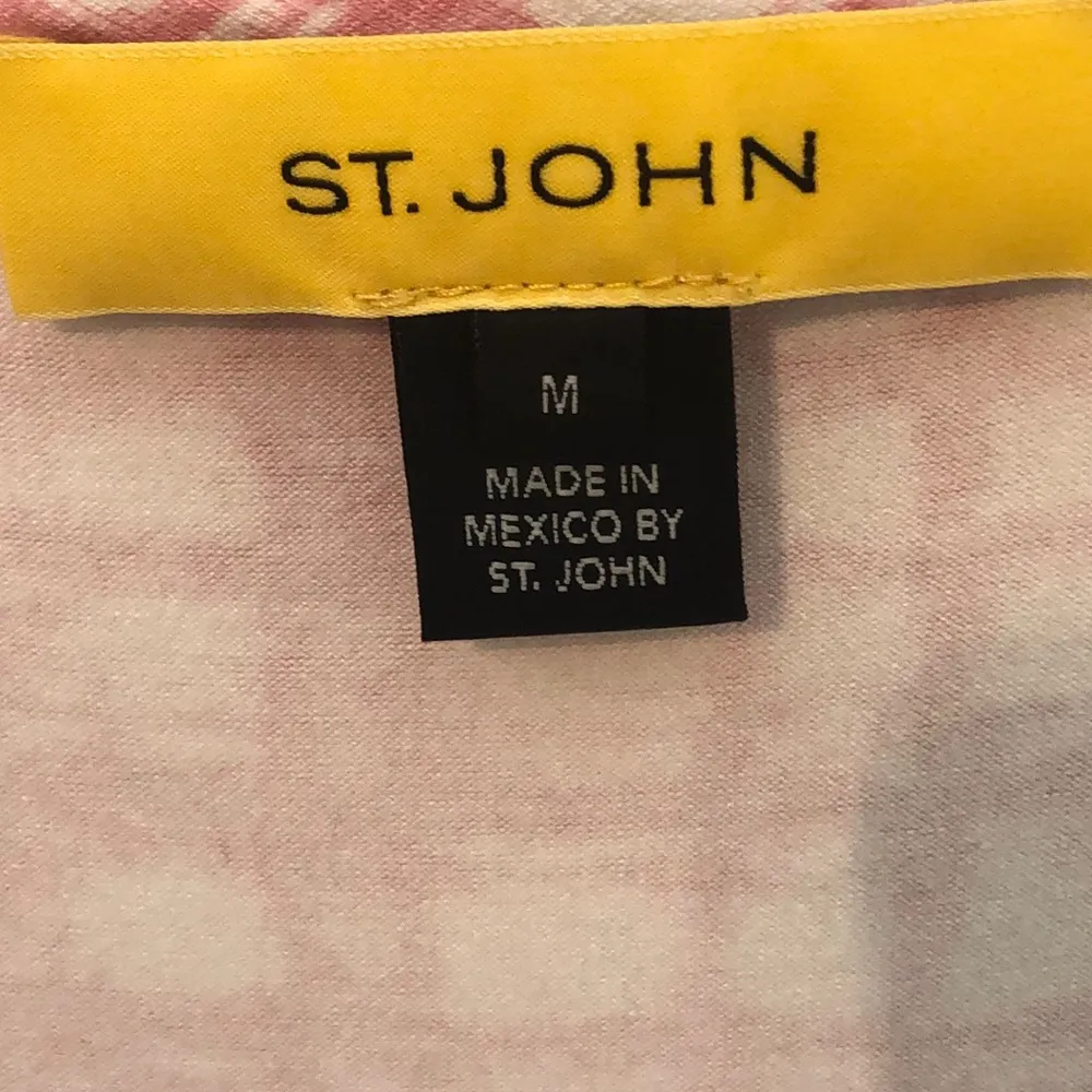 St. John Pink Printed 3/4 Sleeve Jersey Top Medium - Image 3