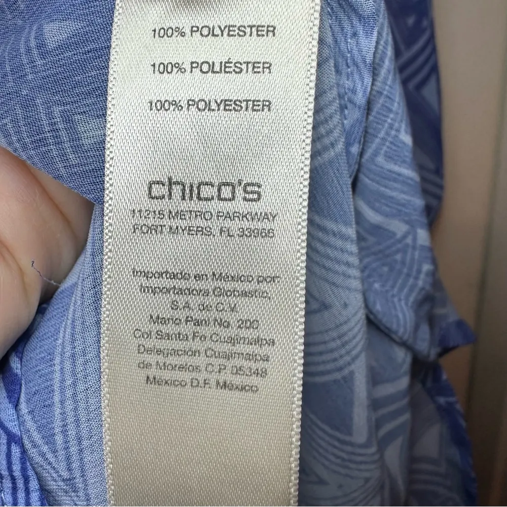 Chicos Women's Blue Embellished Tunic Top Size 2 L Artsy Boho Swim Cover Cruise - Image 9