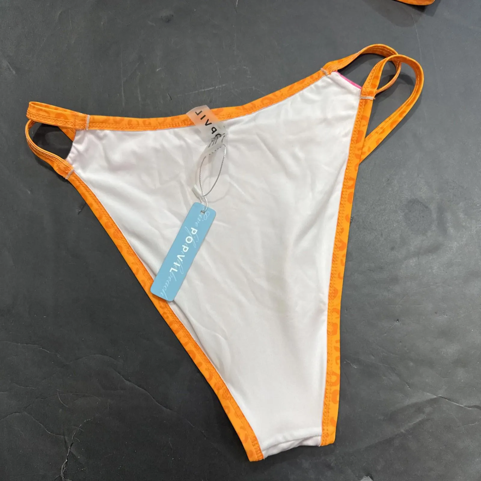 Popvil Neon Orange & Hot Pink Animal Cheetah Print 2 Piece Bikini Small NWOT - Image 5