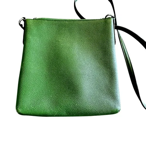 Coach  Crossbody Bag Green Pebble Leather Front Pocket Adjustable Strap - Image 7