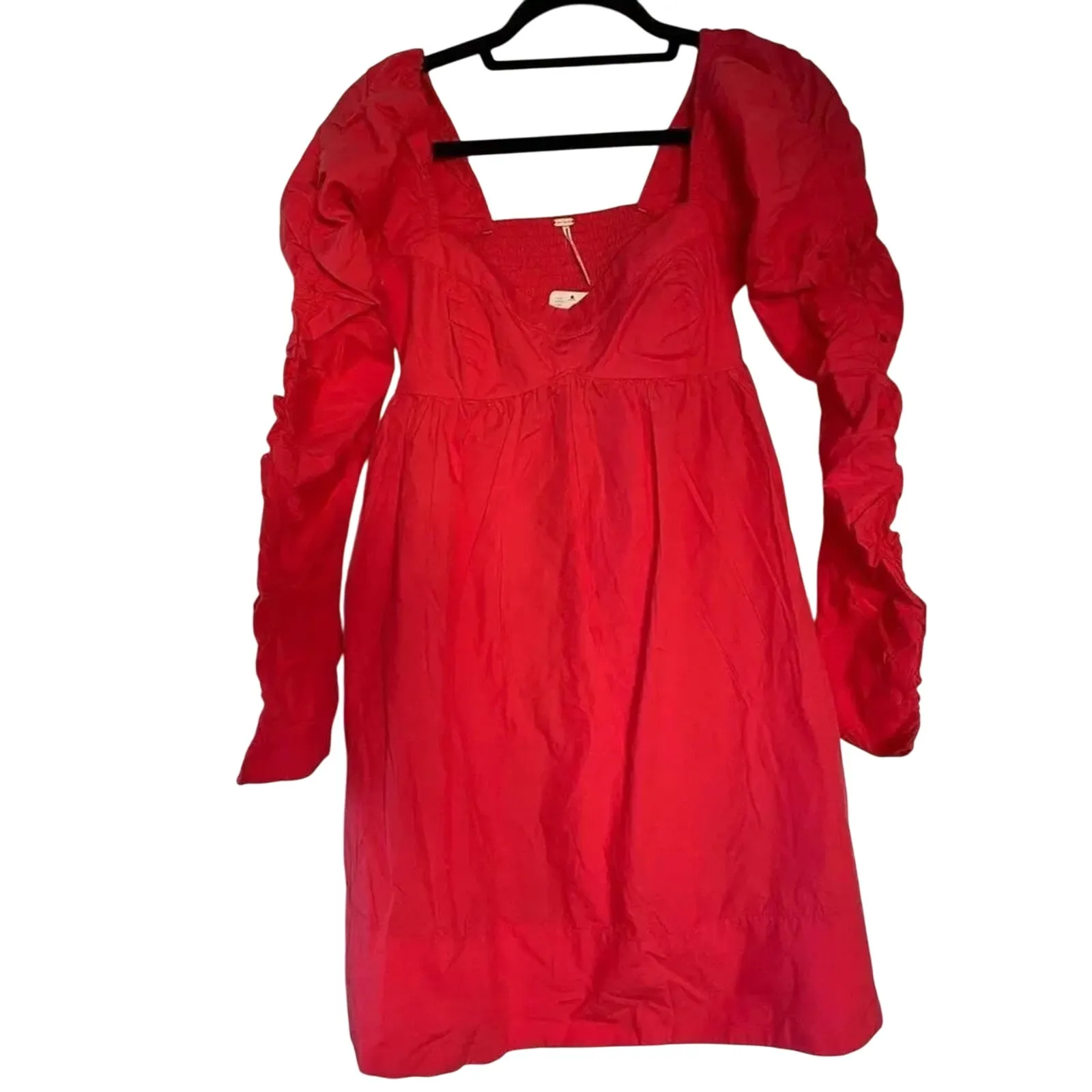 FREE PEOPLE Lindsay Babydoll Dress in Bella Rosa Red Size L New w/ Tag MSRP $138 - Image 12