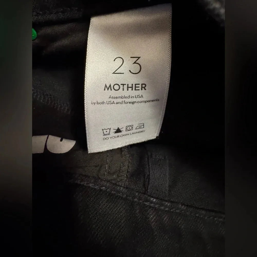 MOTHER SNACKS High Waisted Twizzy Skimp In Smacking Good Sz 23 Black Straight - Image 8