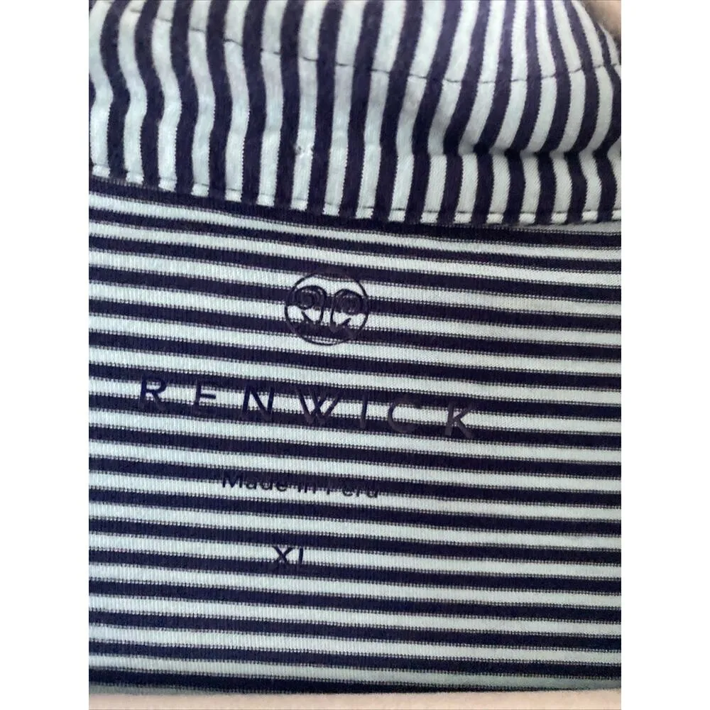 Renwick Womens XL Navy Blue Striped 3/4 Sleeve Collar Golf Top Country Club Pick - Image 2