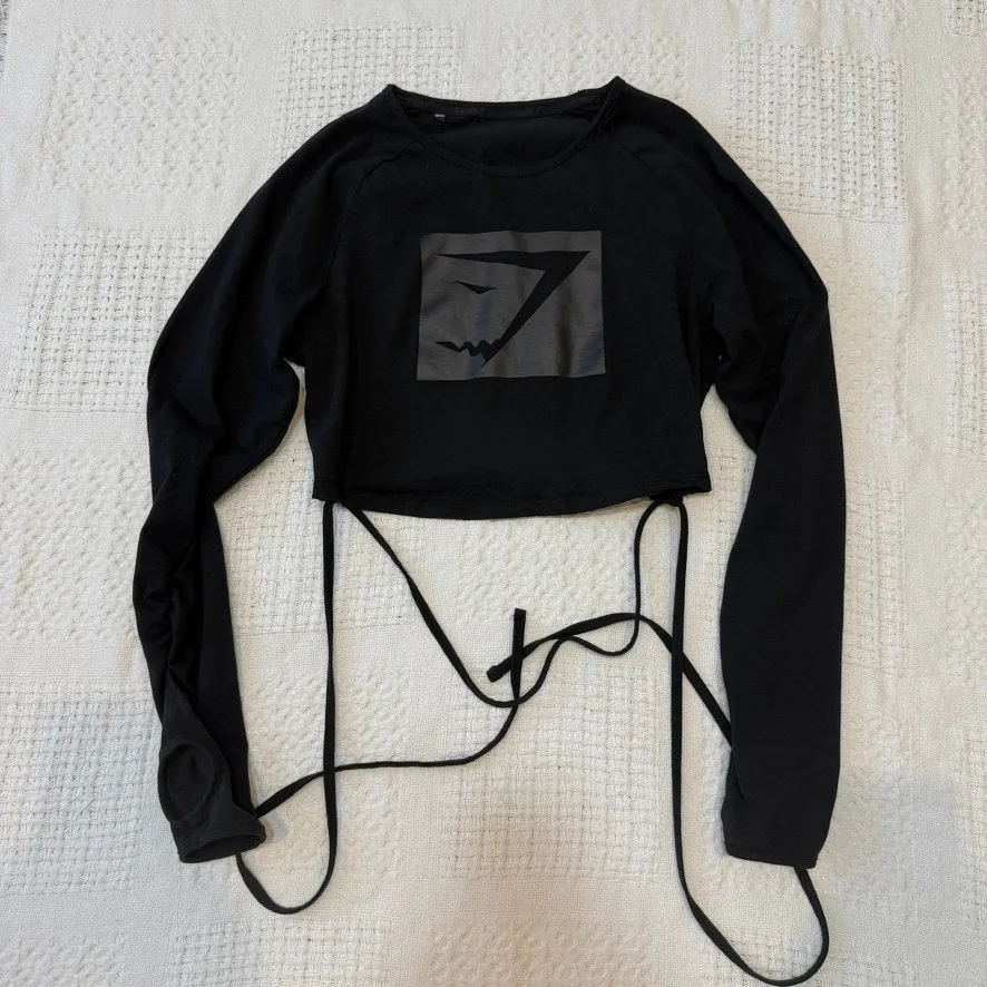 Gymshark large blackout black Friday wrap waist tie crop top TLS1 2733 - Image 6