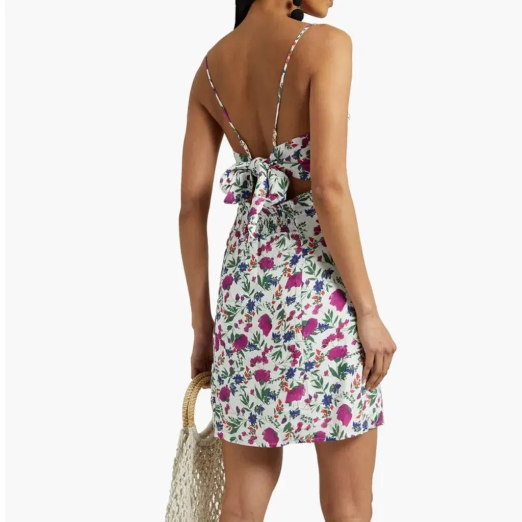 Vix Paula Hermanny Clover Yana Floral Mini Dress in White XS Linen Rayon - Image 2