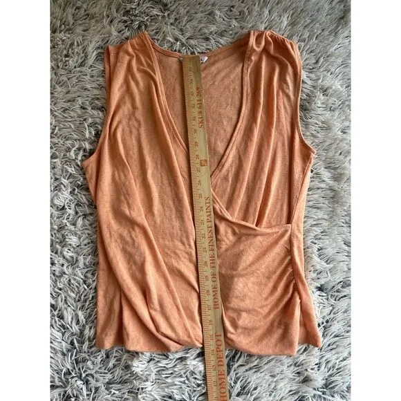 Athleta Breezy Wrap Tank Sleeveless Top Flowy Drape Vneck Orange Size‎ Large - Image 8