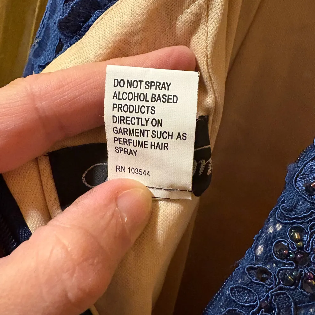 La Femme 23413 Blue Lace Jeweled Mermaid Gown - Image 11