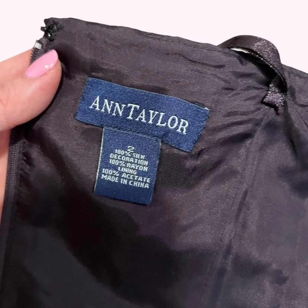 90s vintage Ann Taylor dark purple floral beaded bustier top - Image 4