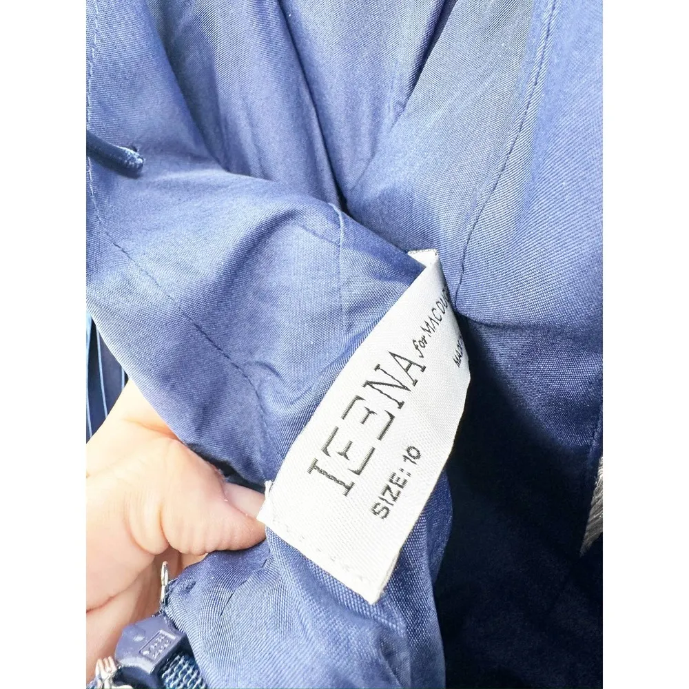 Mac Duggal 49039 Midnight Blue Pleated Plunge Neck Sleeveless Gown Size 10 NWT - Image 5