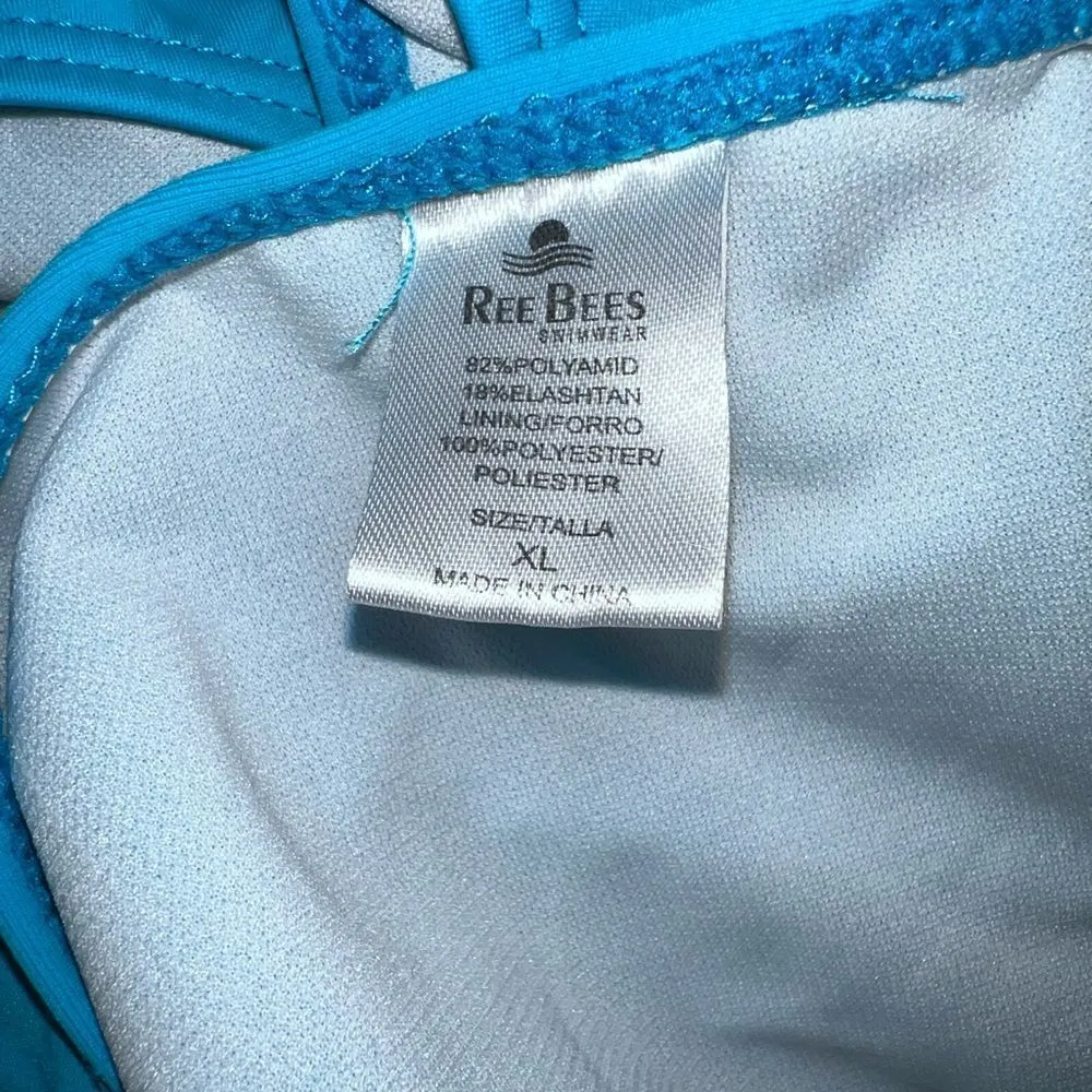 Rees Bees aqua blue sexy fringe cut swimsuit Nwot Blue Size XL - Image 9