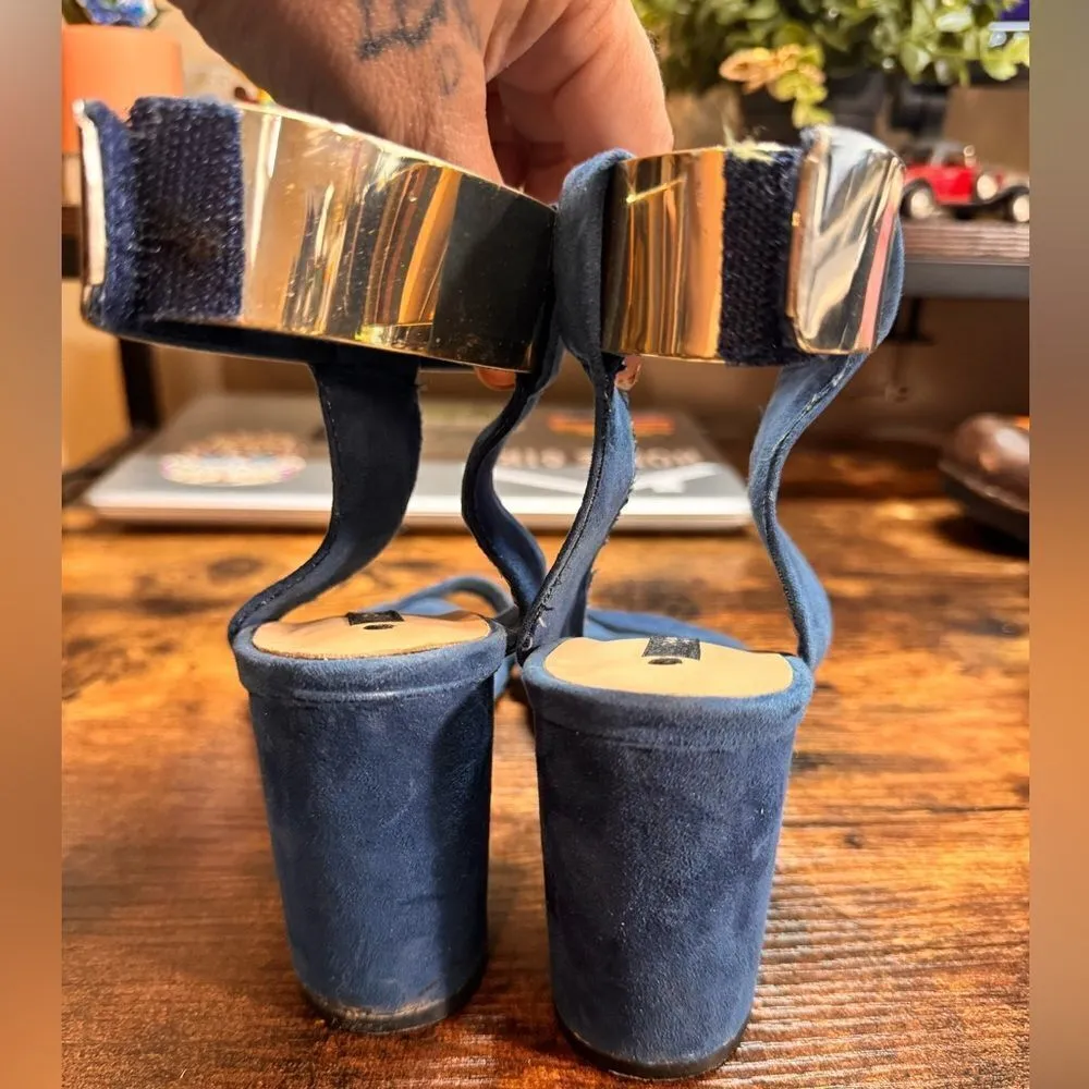 Zara Blue Suede Chunky Heels size 36eu‎ (6us) - Image 10