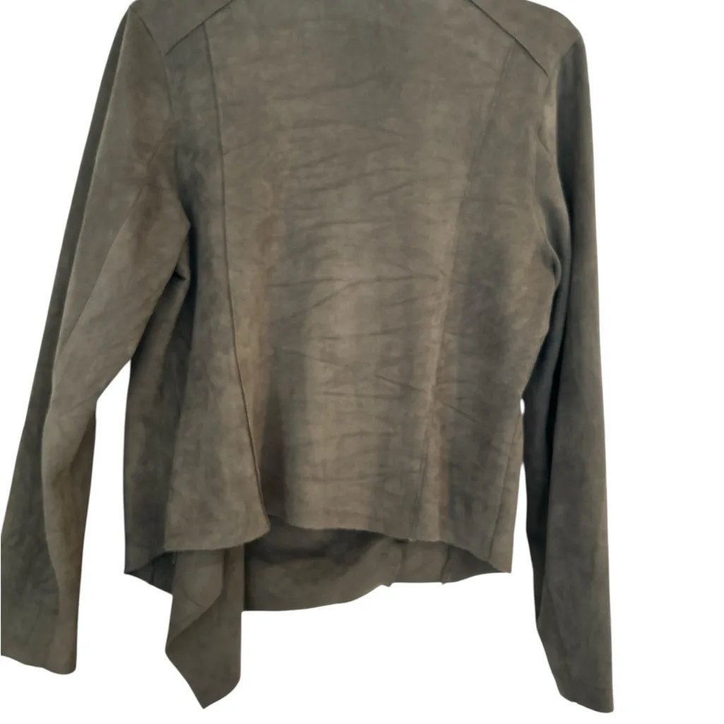 PaperMoon  Olive Faux Suede drape front Jacket - Image 4