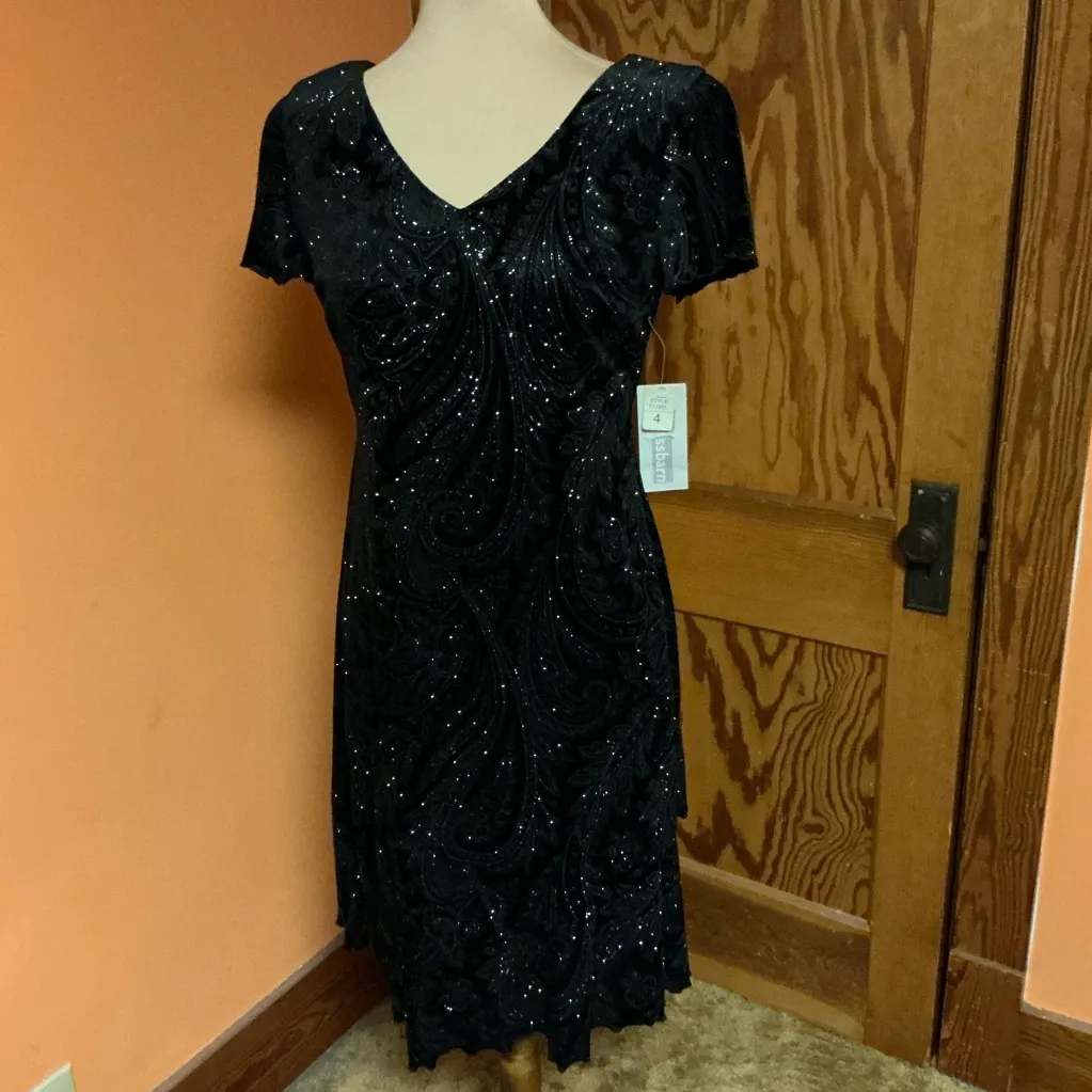 Vtg 90s NWT shimmery paisley dressy. Midi dress Black Size 4 - Image 9