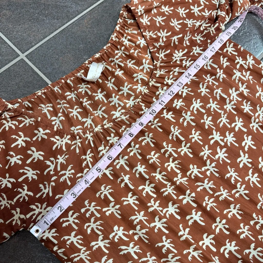 Natalie Martin Silk Palm Tree Print Short Sleeve Maxi Dress Brown Small S READ - Image 15