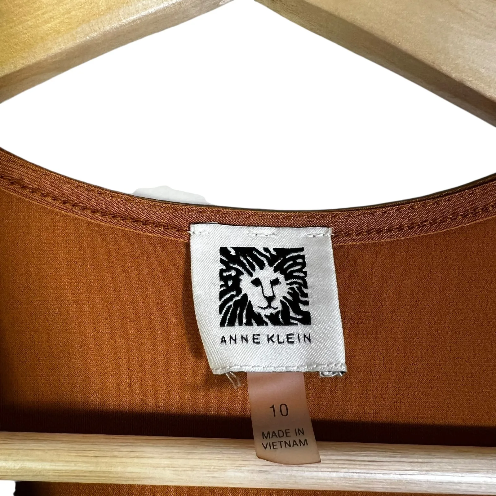 Anne Klein Women's Brown Short Sleeve Faux Wrap Knit Midi Dress Size 10 - Image 4