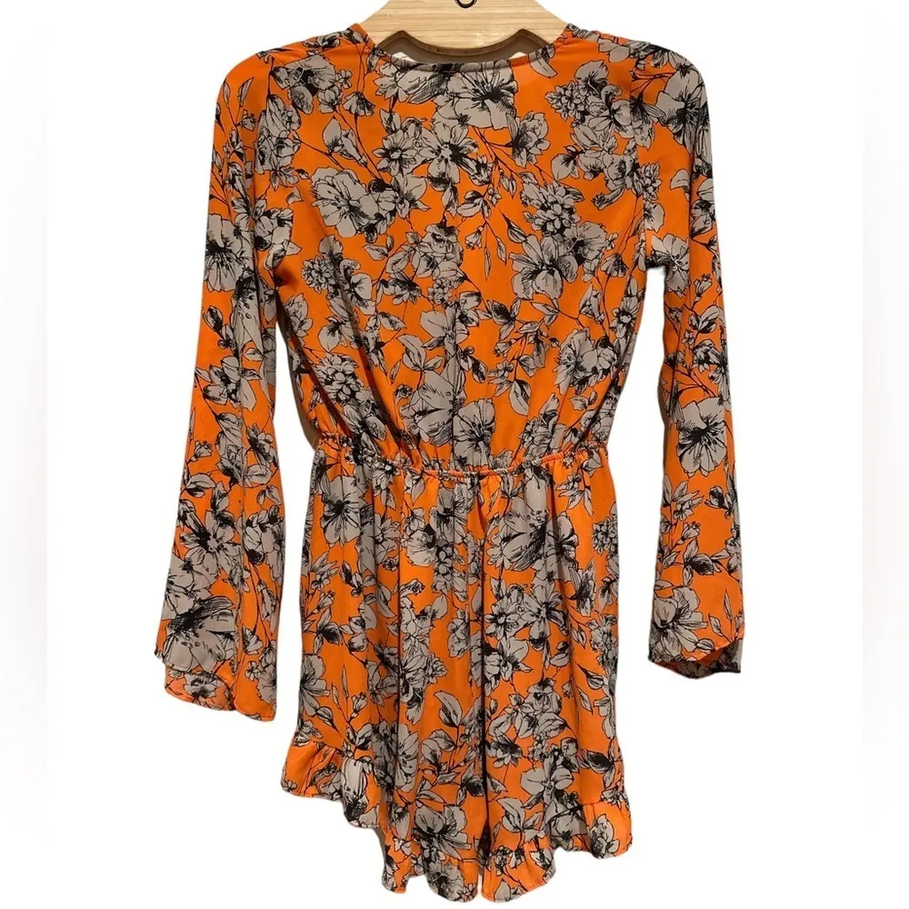 💙SALE 3/$25 COSITA LINDA PLAYSUIT CORAL PRINT ROMPER BEACHWEAR S Orange - Image 4