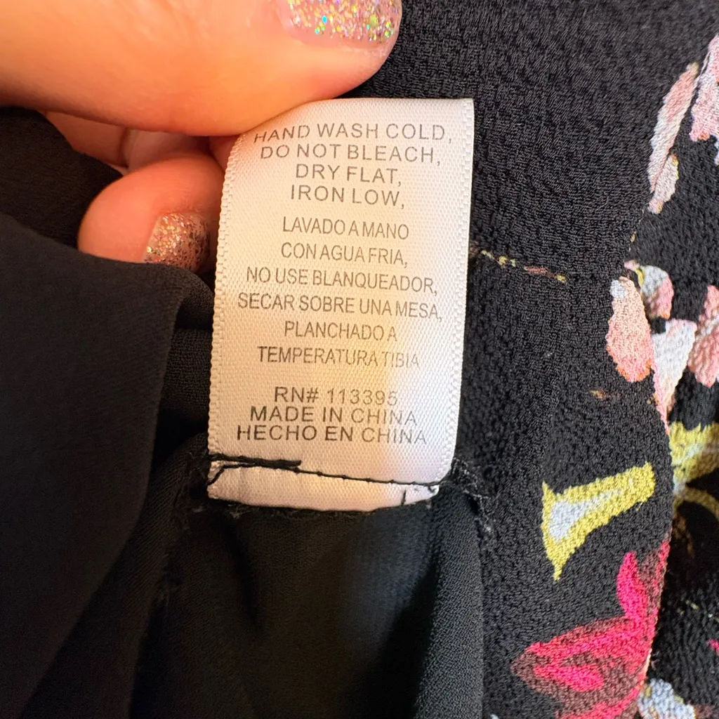 Altar’d State Black Floral Cold Shoulder Fit & Flare Dress Romantic Boho Small - Image 6